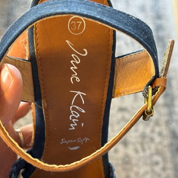 Jane Klain Wedge Sandals Women's Size 6.5 US  Blue Tan Espadrille - Picture 7 of 9